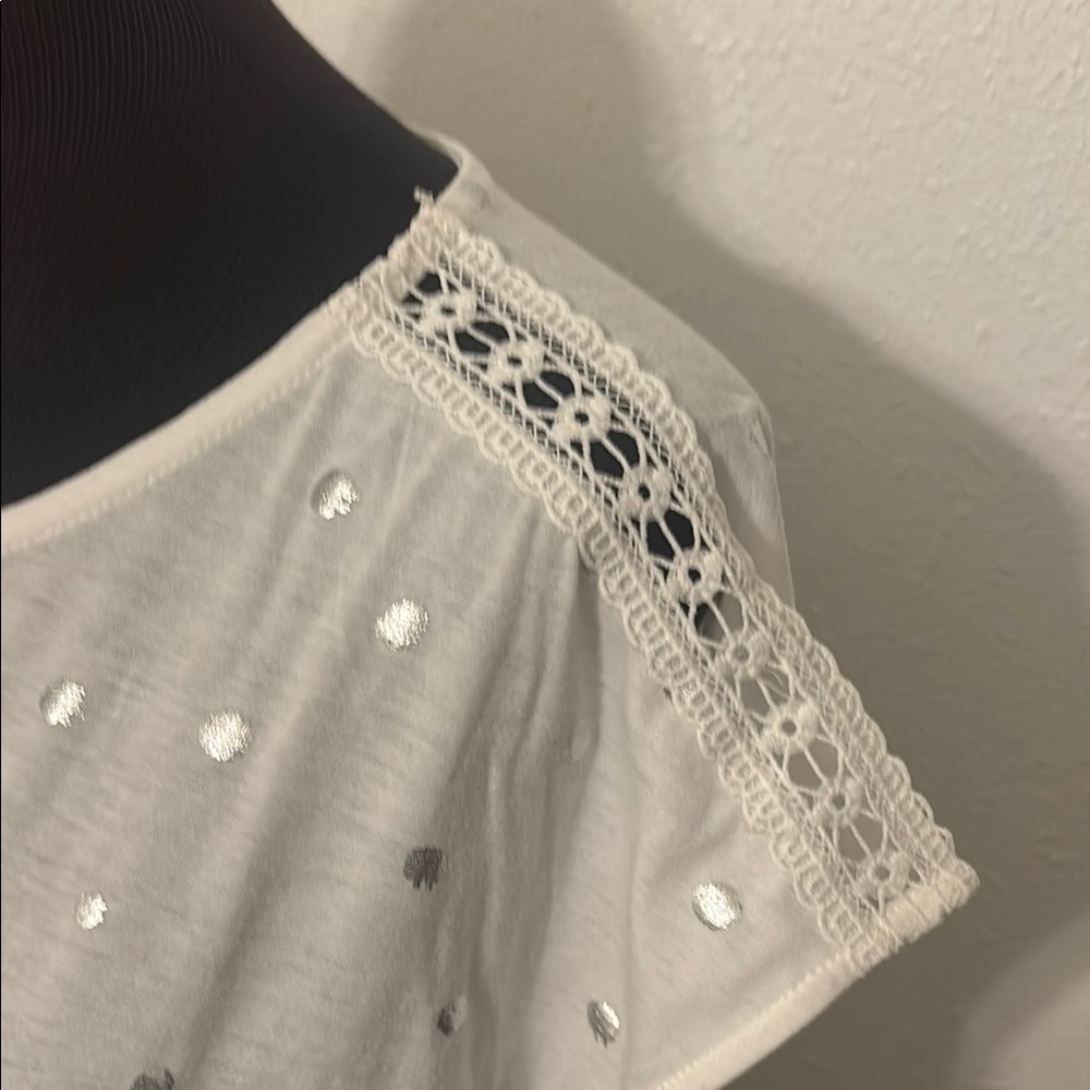 Como Blu Oversized T-Shirt with Lace Detail Sleeves size 2X - Picture 3 of 9
